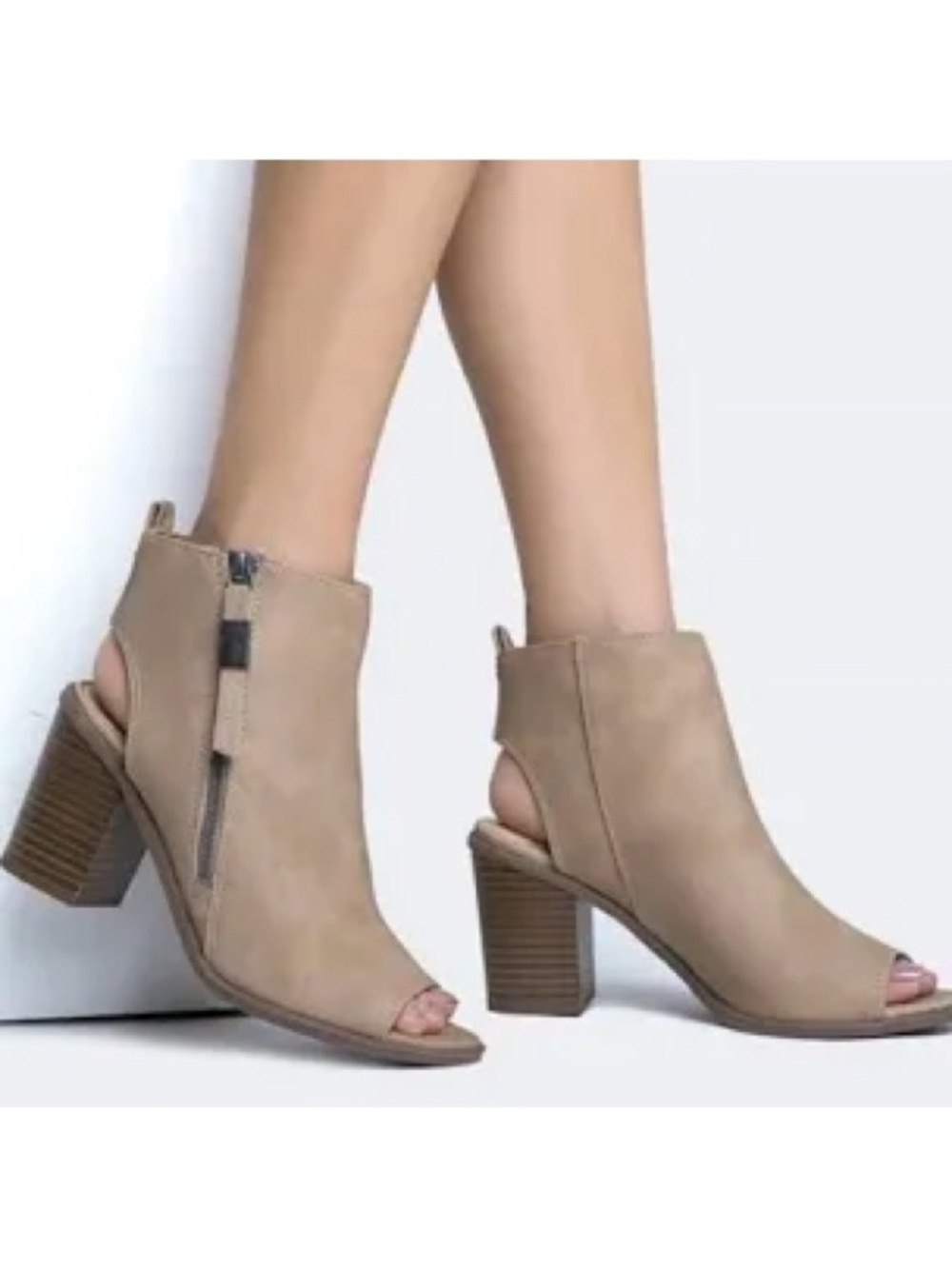 Sam Edelman Tan Peep-Toe Ankle Booties - Kammi